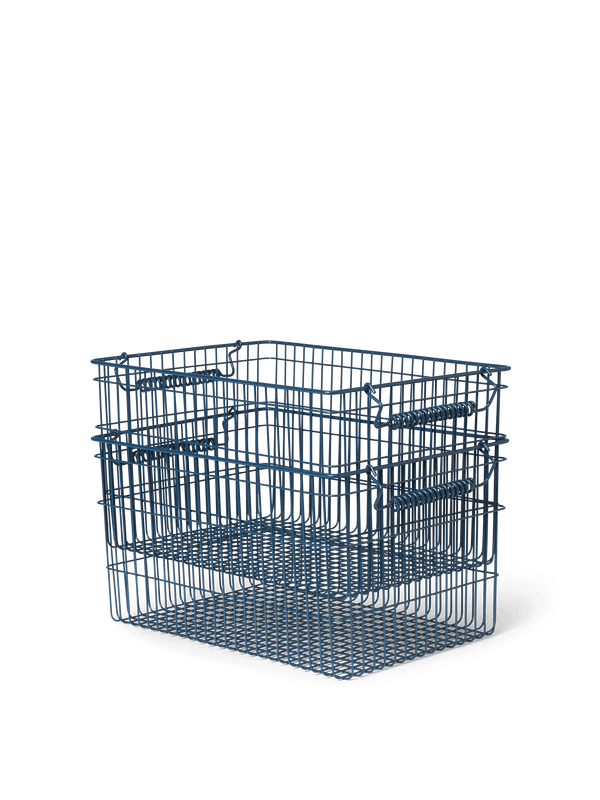 ferm LIVING Cala Stackable Baskets – Set of 2 – Dark Blue