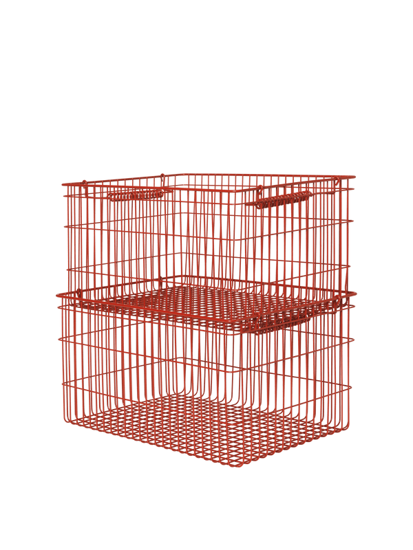ferm LIVING Cala Stackable Baskets – Set of 2 – Poppy Red