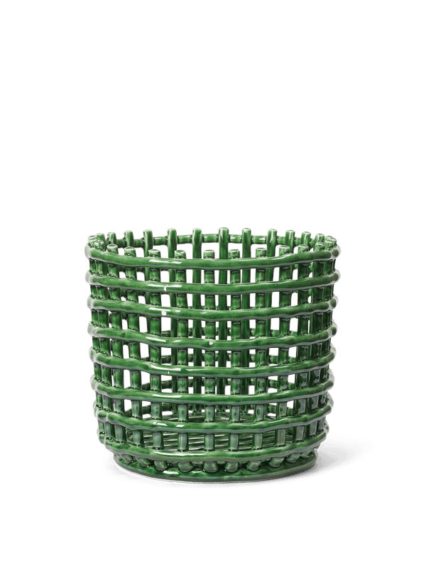 ferm LIVING Ceramic Basket Large – Emerald Green