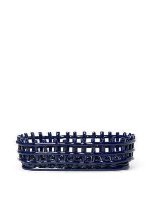 ferm LIVING Ceramic Basket Oval – Blue