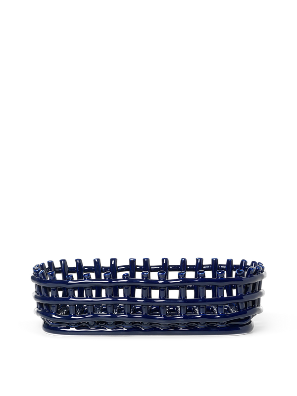 ferm LIVING Ceramic Basket Oval – Blue