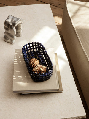 ferm LIVING Ceramic Basket Oval – Blue