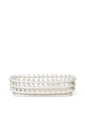 ferm LIVING Ceramic Basket Oval – Off-White