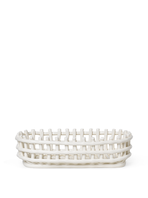 ferm LIVING Ceramic Basket Oval – Off-White