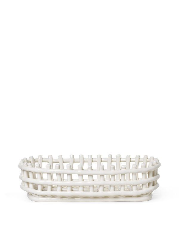 ferm LIVING Ceramic Basket Oval – Off-White