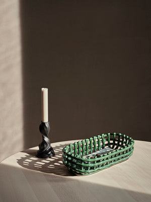 ferm LIVING Ceramic Basket Oval – Emerald Green