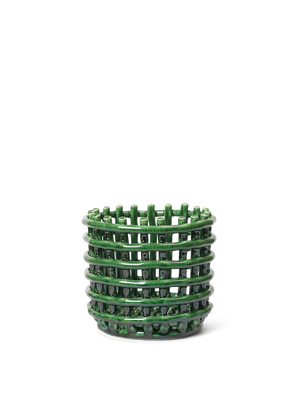 ferm LIVING Ceramic Basket Small – Emerald Green
