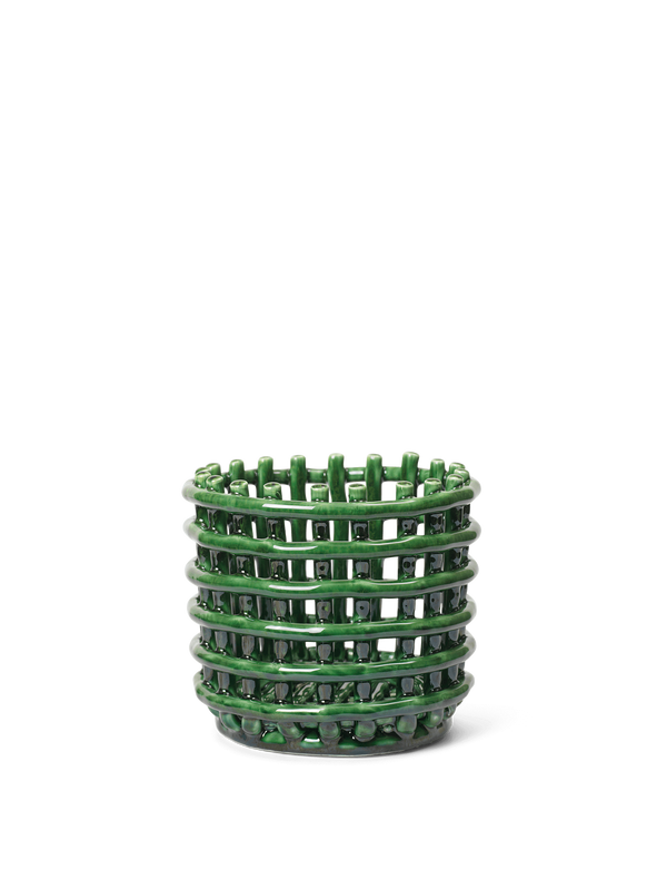ferm LIVING Ceramic Basket Small – Emerald Green