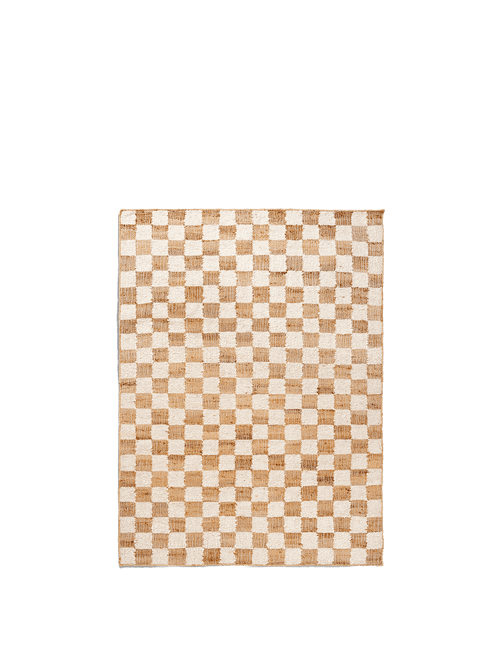ferm LIVING Check Wool Jute Rug 140 x 200 cm – Off-white / Natural