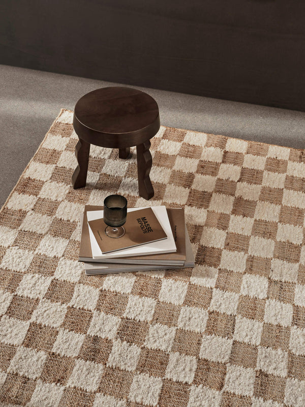 ferm LIVING Check Wool Jute Rug 140 x 200 cm – Off-white / Natural