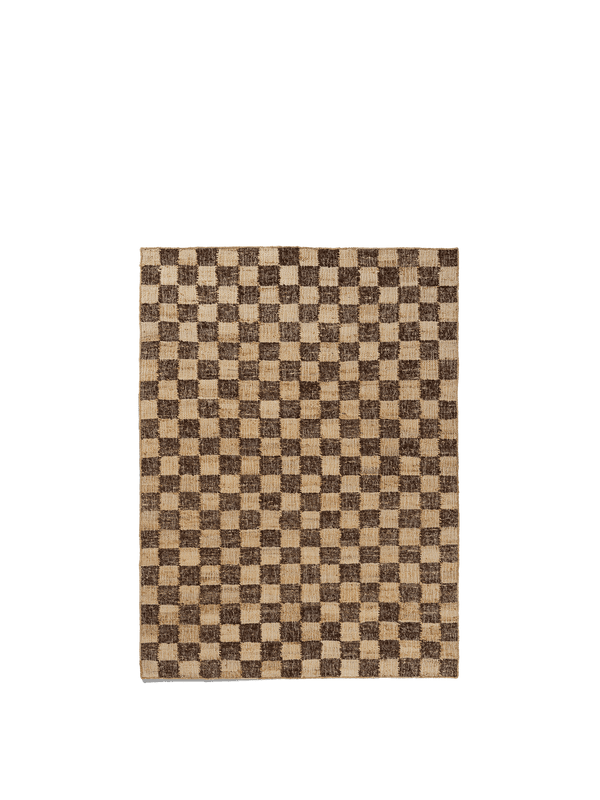ferm LIVING Check Wool Jute Rug 140 x 200 cm – Coffee / Natural