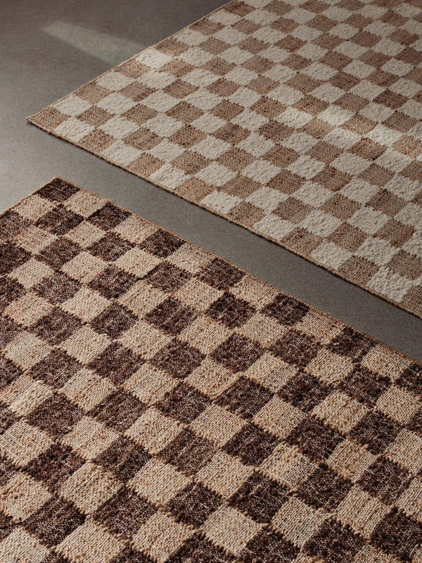 ferm LIVING Check Wool Jute Rug 140 x 200 cm – Coffee / Natural