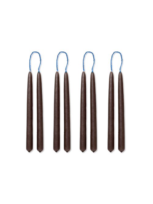 ferm LIVING Dipped Candles – Set of 8 – Brown