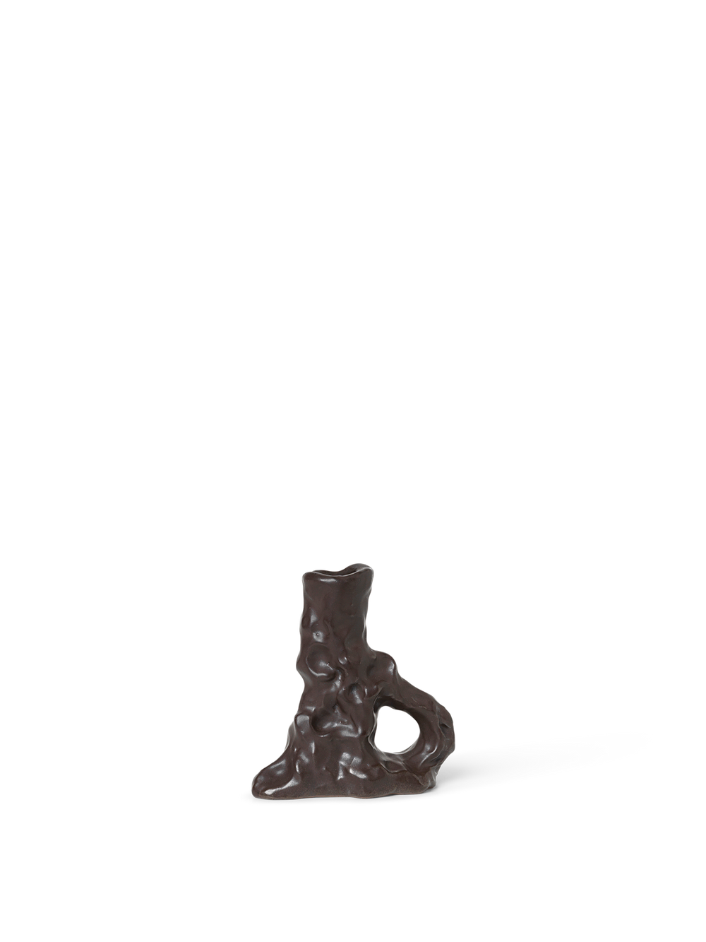 ferm LIVING Dito Candle Holder Single – Dark Brown