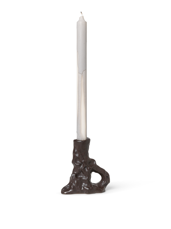ferm LIVING Dito Candle Holder Single – Dark Brown