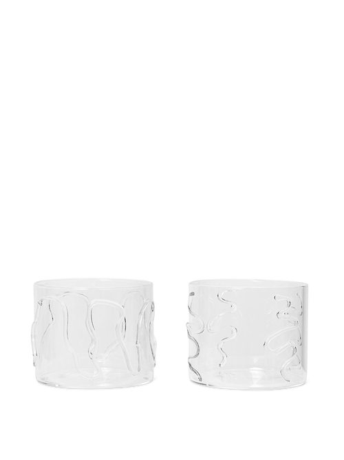 ferm LIVING Doodle Glasses Low – Set of 2 – Clear