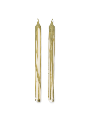 ferm LIVING Dryp Candles – Set of 2 – Olive Green