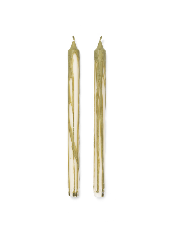 ferm LIVING Dryp Candles – Set of 2 – Olive Green