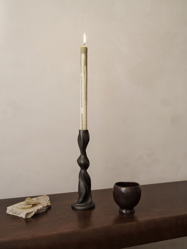 ferm LIVING Dryp Candles – Set of 2 – Olive Green