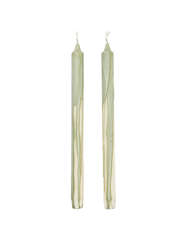 ferm LIVING Dryp Candles – Set of 2 – Tea Green