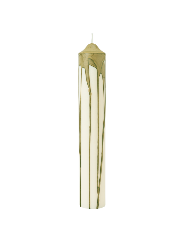 ferm LIVING Dryp Pillar Candle H30 cm – Olive Green
