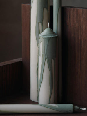 ferm LIVING Dryp Pillar Candle H30 cm – Tea Green