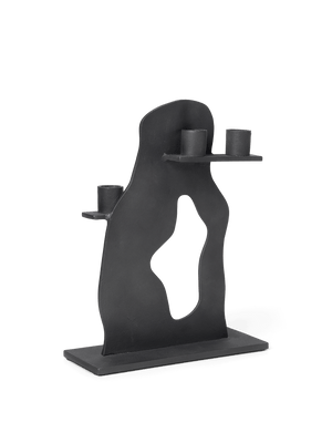 ferm LIVING Erode Candle Holder – Black Aluminium