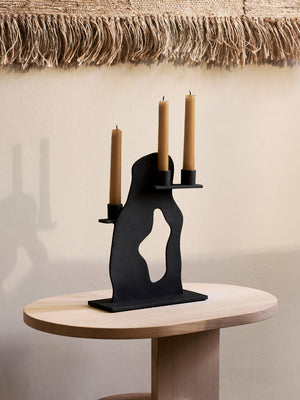 ferm LIVING Erode Candle Holder – Black Aluminium