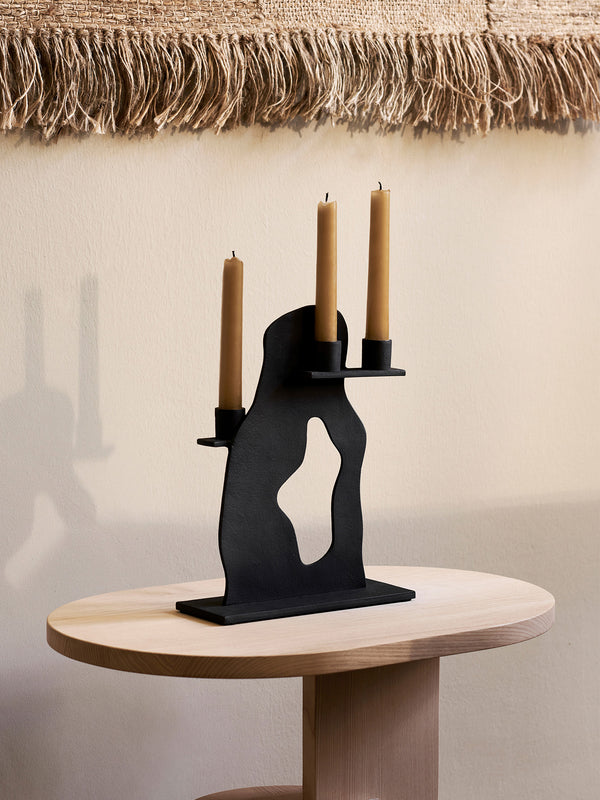 ferm LIVING Erode Candle Holder – Black Aluminium