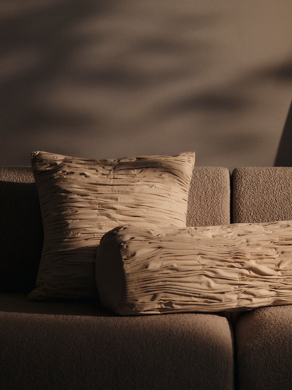 ferm LIVING Falda Smocked Bolster Cushion – Undyed