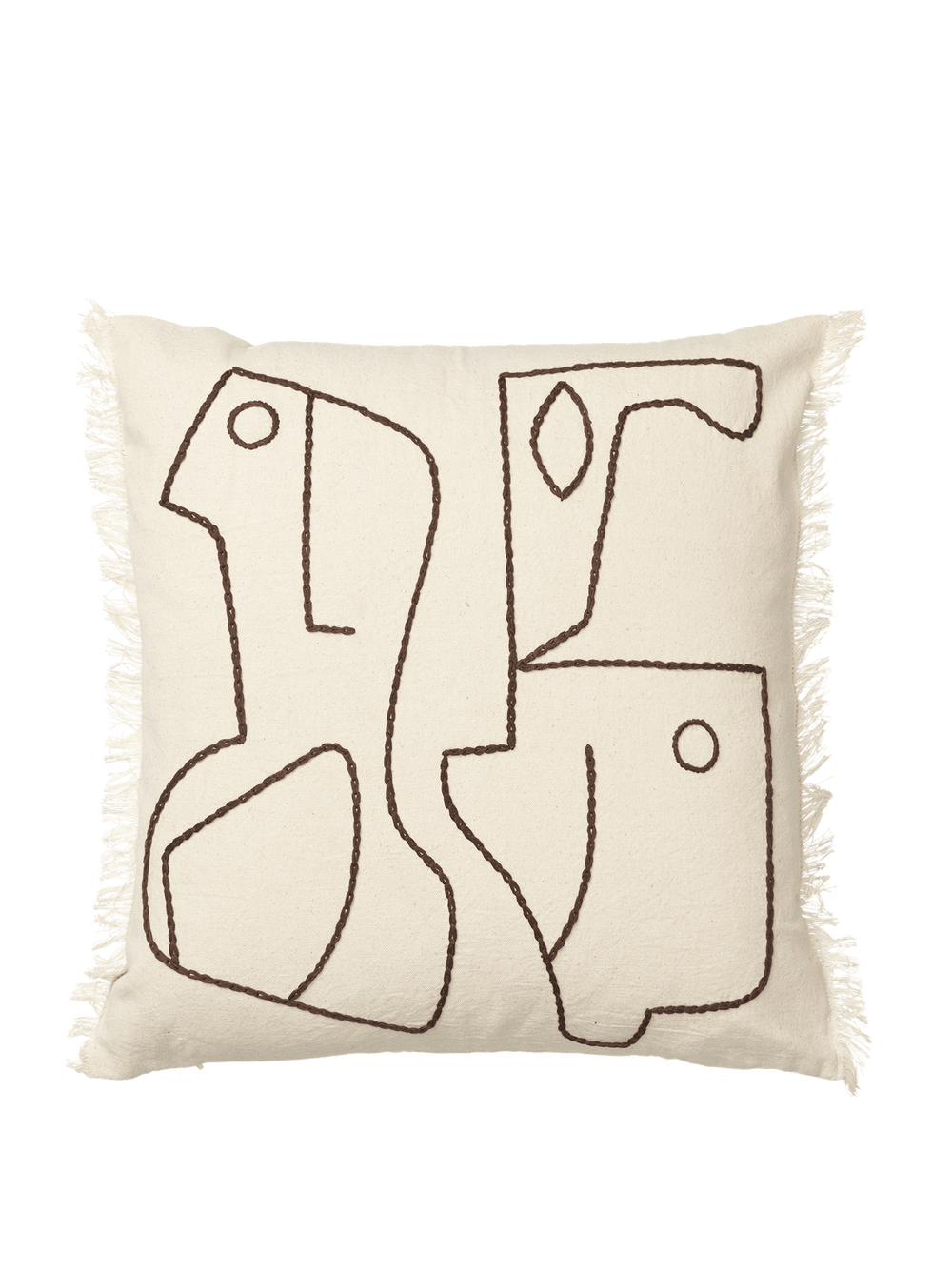 ferm LIVING Figure Cushion – Off-white / Coffee