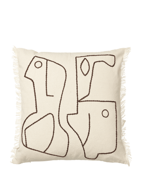 ferm LIVING Figure Cushion – Off-white / Coffee