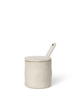 ferm LIVING Flow Jar with Spoon – Off-white Speckle