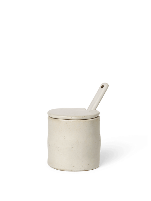 ferm LIVING Flow Jar with Spoon – Off-white Speckle