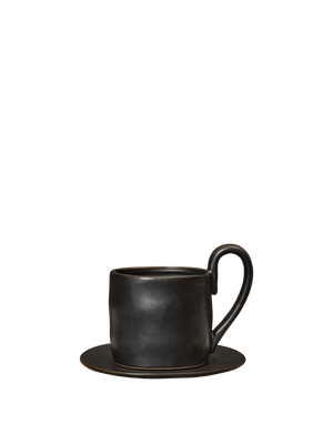 ferm LIVING Flow Mug with Saucer – Black
