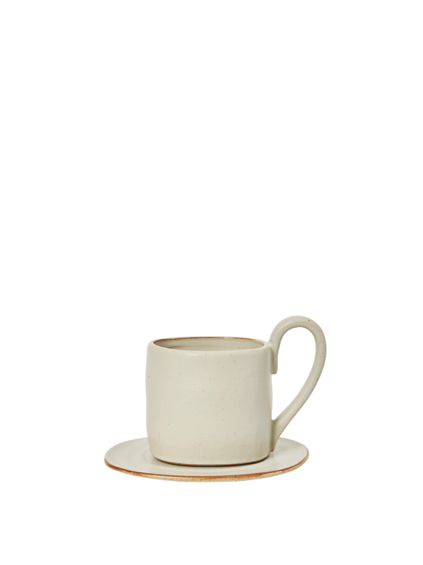 ferm LIVING Flow Mug with Saucer – Off-white Speckle