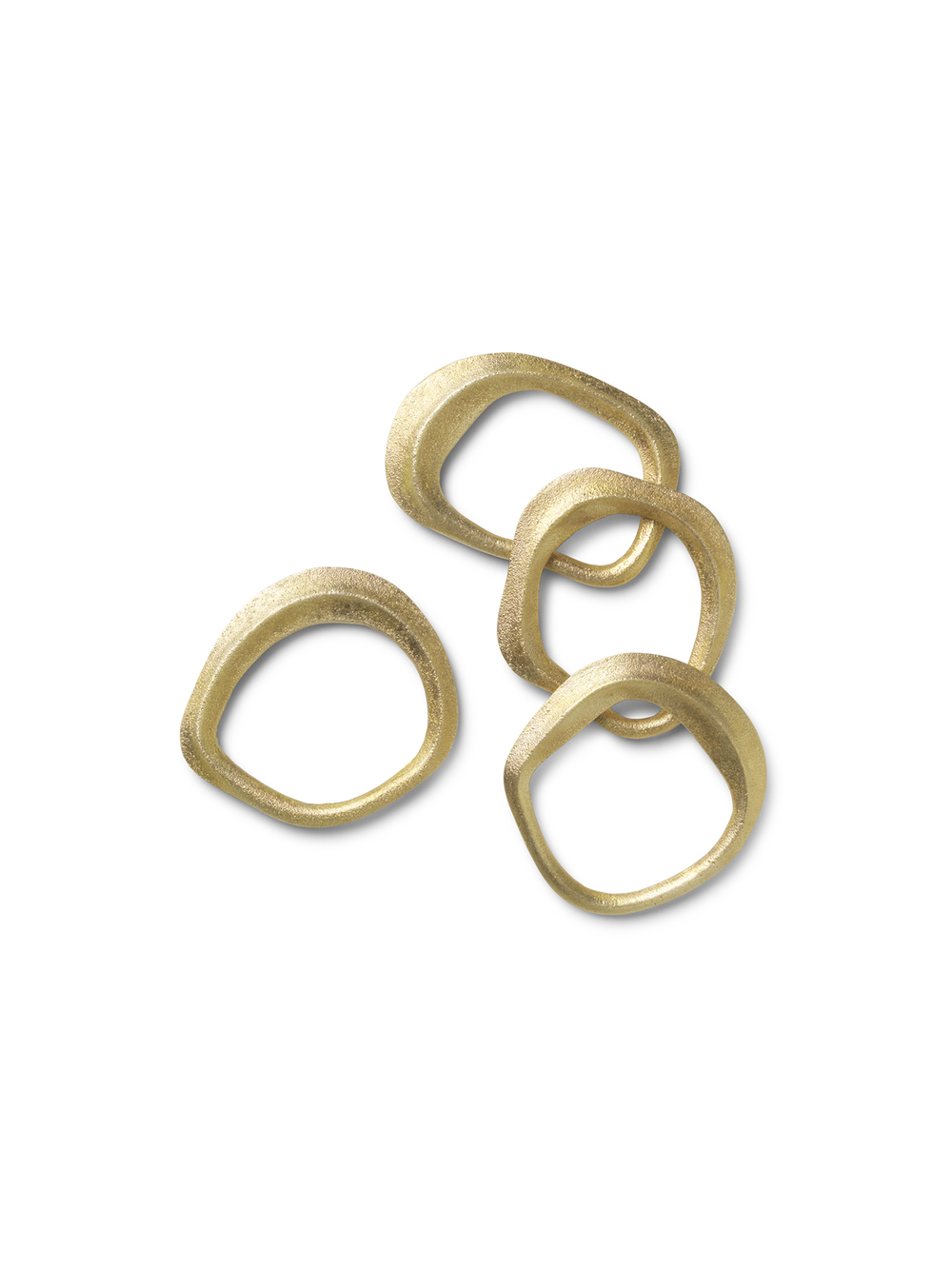 ferm LIVING Flow Napkin Rings – Set of 4 – Brass