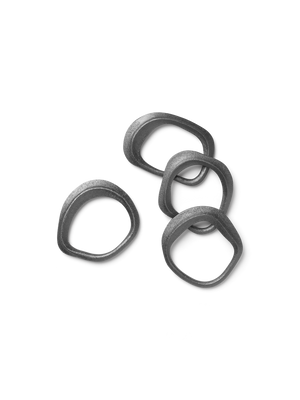 ferm LIVING Flow Napkin Rings – Set of 4 – Black Brass