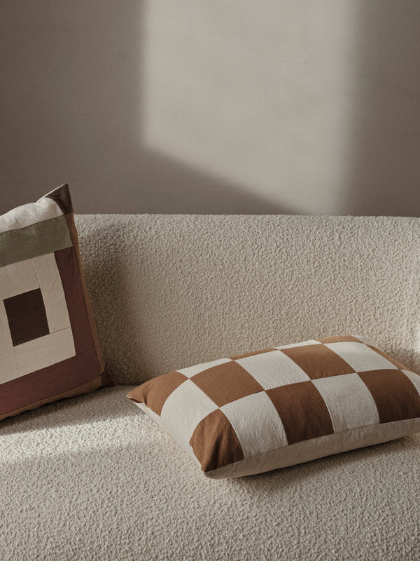 ferm LIVING Fold Patchwork Cushion – Sugar Kelp / Undyed