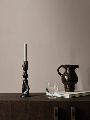 ferm LIVING Gale Candle Holder H25 cm – Blackened Aluminium