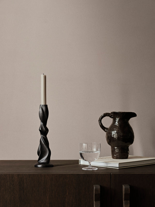 ferm LIVING Gale Candle Holder H25 cm – Blackened Aluminium