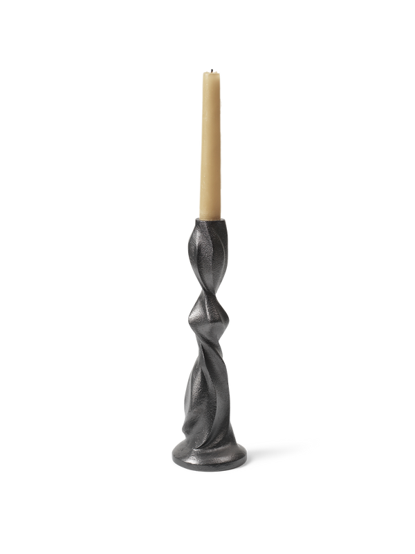 ferm LIVING Gale Candle Holder H25 cm – Blackened Aluminium