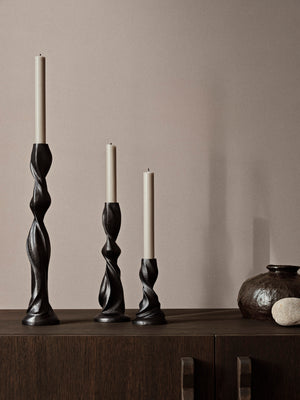 ferm LIVING Gale Candle Holder H38 cm – Blackened Aluminium
