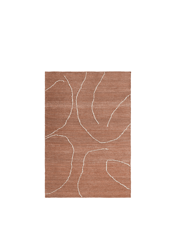 ferm LIVING Gesso Jute Rug 140 x 200 cm – Terracotta / Off-white