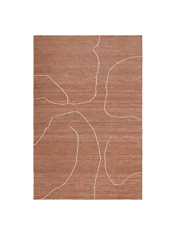 ferm LIVING Gesso Jute Rug 170 x 240 cm – Terracotta / Off-white