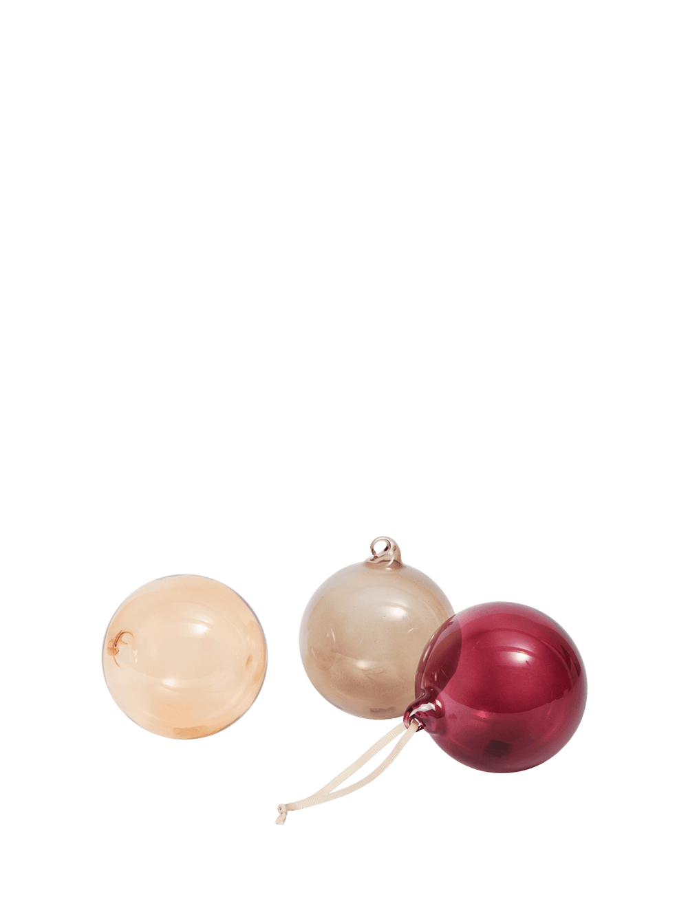 ferm LIVING Glass Baubles Large – Set of 3 – Roseate Translucent