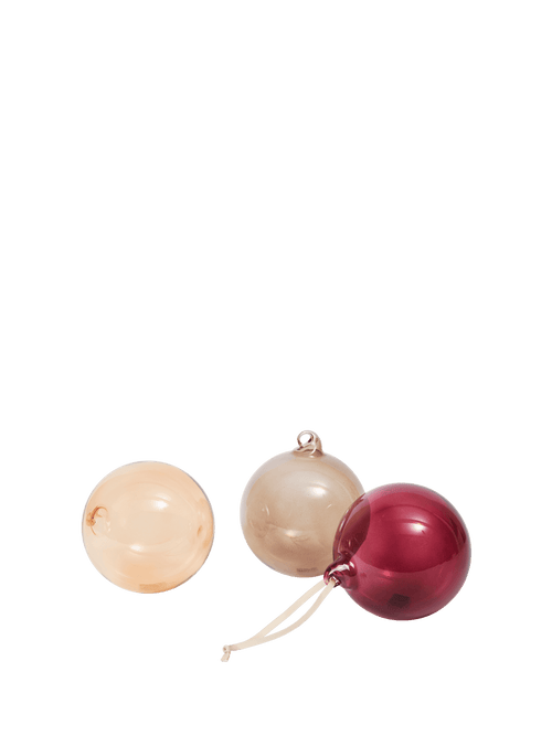 ferm LIVING Glass Baubles Large – Set of 3 – Roseate Translucent