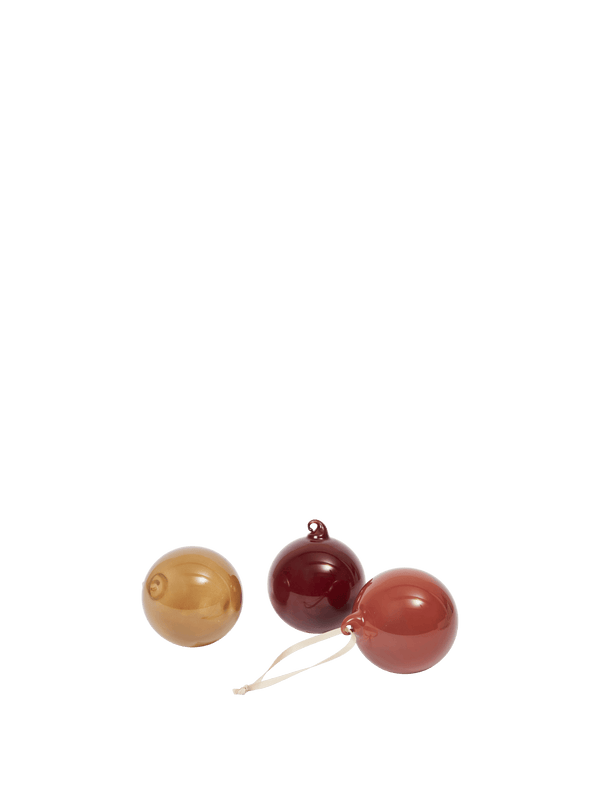 ferm LIVING Glass Baubles Medium – Set of 3 – Roseate Opaque