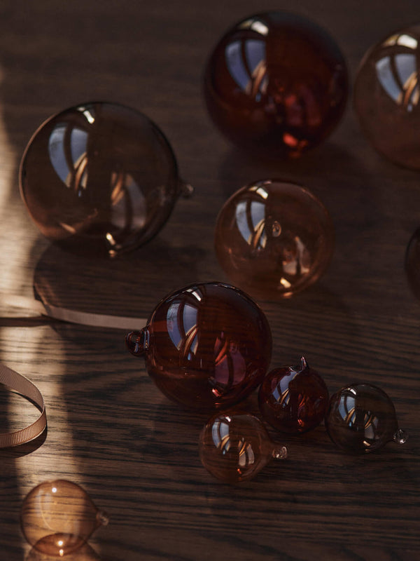 ferm LIVING Glass Baubles Medium – Set of 3 – Roseate Opaque