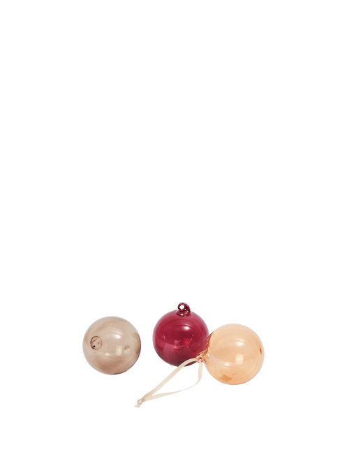 ferm LIVING Glass Baubles Medium – Set of 3 – Roseate Translucent